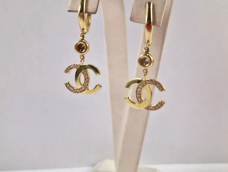 zlote-kolczyki-chanel-z-cyrkoniami-p585-388g-stan-uzywany