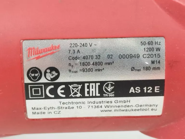 SZLIFIERKO POLERKA MILWAUKEE AS 12E