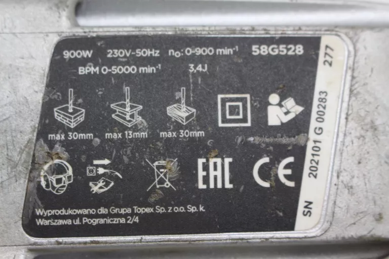 MŁOTOWIERTARKA GRAPHITE 58G528 SDS+ 900W MŁOT 4-FUNKCYJNY
