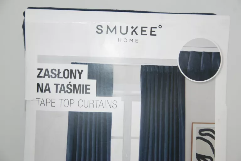 ZASŁONY NA TAŚMIE SMUKEE 2SZT 140 X 250 CM AKSAMITNE GRANAT