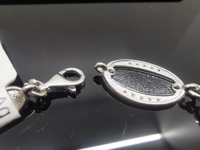 SREBRNA BRANSOLETKA Z CZARNYMI WSTAWKAMI 12,09G/925/17CM