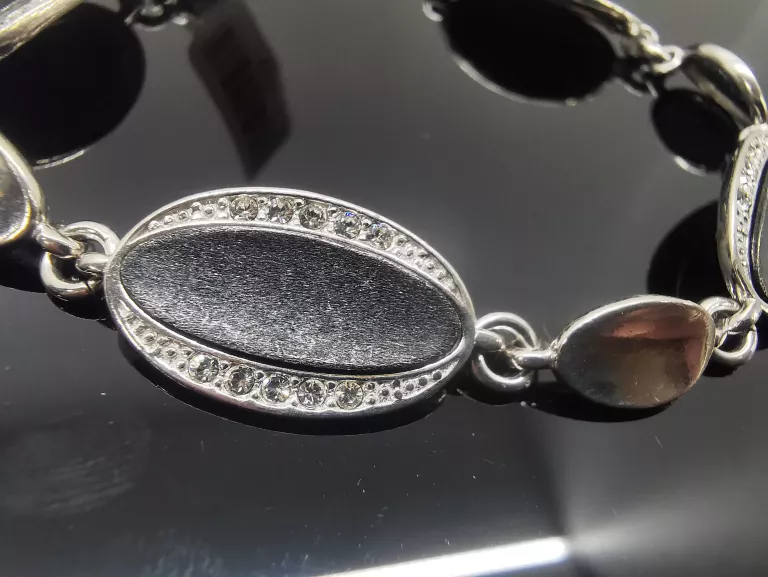 SREBRNA BRANSOLETKA Z CZARNYMI WSTAWKAMI 12,09G/925/17CM