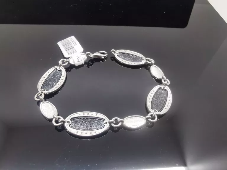 SREBRNA BRANSOLETKA Z CZARNYMI WSTAWKAMI 12,09G/925/17CM