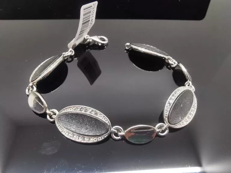SREBRNA BRANSOLETKA Z CZARNYMI WSTAWKAMI 12,09G/925/17CM