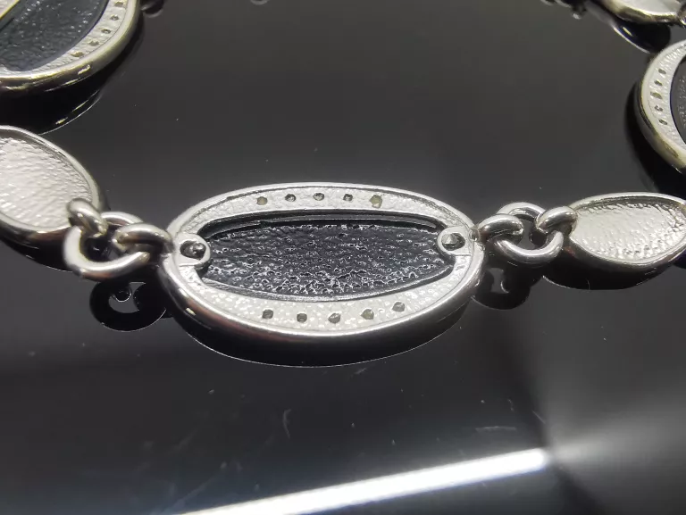 SREBRNA BRANSOLETKA Z CZARNYMI WSTAWKAMI 12,09G/925/17CM