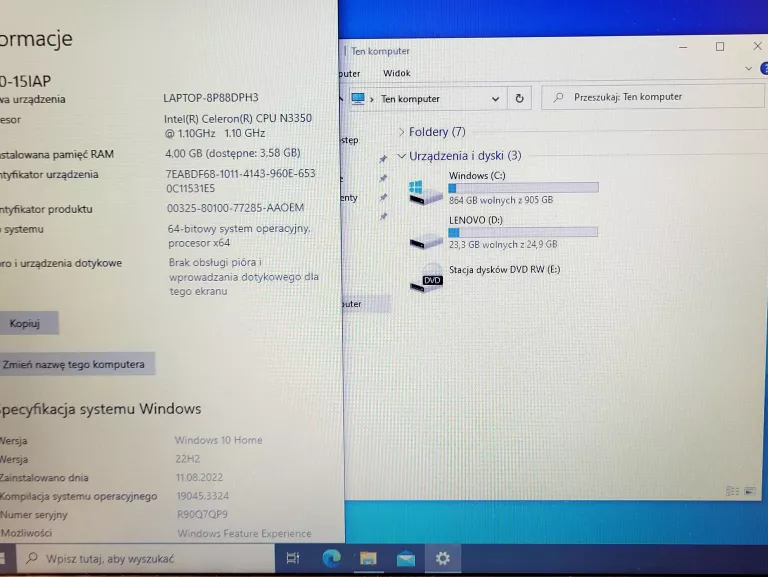 LAPTOP LENOVO IDEAPAD V110-15IAP N3350 4GB RAM 1TB