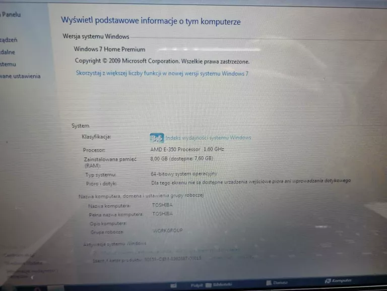 LAPT TOSHIBA AMD E-350 8GB 500GB WIN 7