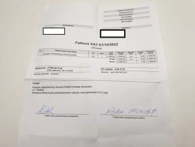 AGREGAT PRĄDOTWÓRCZY HONDA EX500