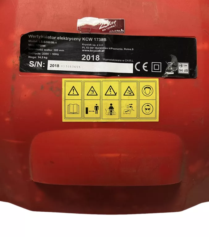 WERTYKULATOR ELEKTRYCZNY LIDER KCW1738B 1700W 38CM