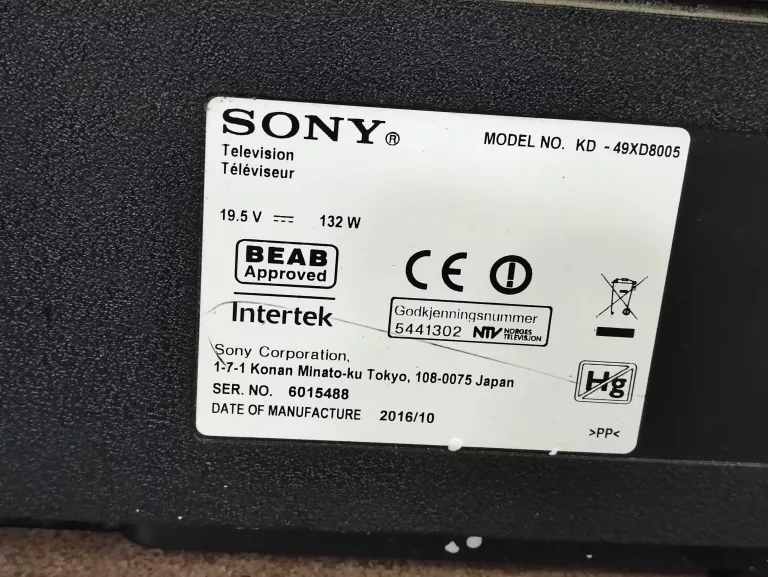 TELEWIZOR SONY LED 49’’ 4K HDR KD-49XD8005 #OPIS