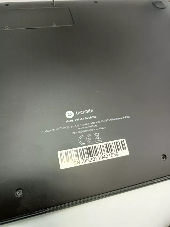 LAPTOP TECHBITE ZIN 14,1 64 G INTEL N3450 WIN.10 GW. 09.09.2025 R STAN IGŁ