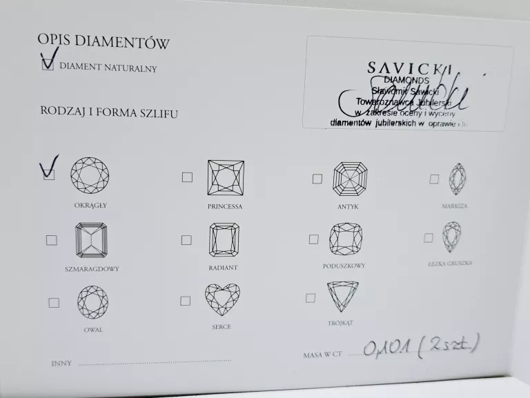 PIERŚCIONEK SAVICKI ZŁOTO DIAMENTY SZAFIR 1,40G 585