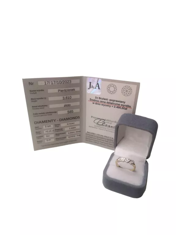 UNIKALNY ZŁOTY PIERŚCIONEK Z BRYLANTAMI 585 3,64G