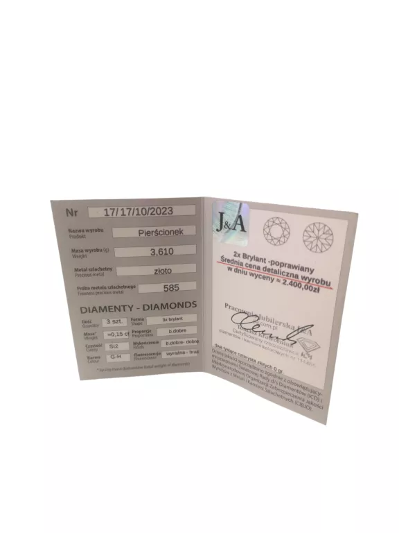 UNIKALNY ZŁOTY PIERŚCIONEK Z BRYLANTAMI 585 3,64G