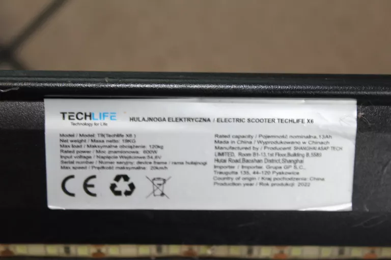 TECHLIFE X6 HULAJNOGA ELEKTRYCZNA
