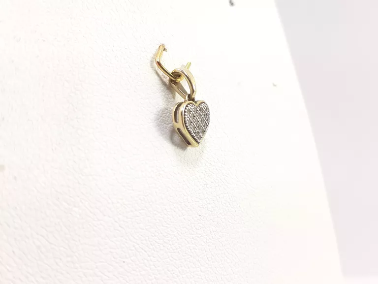 ZŁOTA ZAWIESZKA 585 WYSADZANA DIAMENTAMI 0,05CT SERCE SERDUSZKO CERTYFIKAT