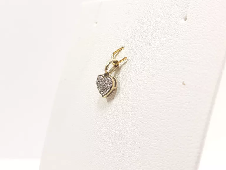 ZŁOTA ZAWIESZKA 585 WYSADZANA DIAMENTAMI 0,05CT SERCE SERDUSZKO CERTYFIKAT