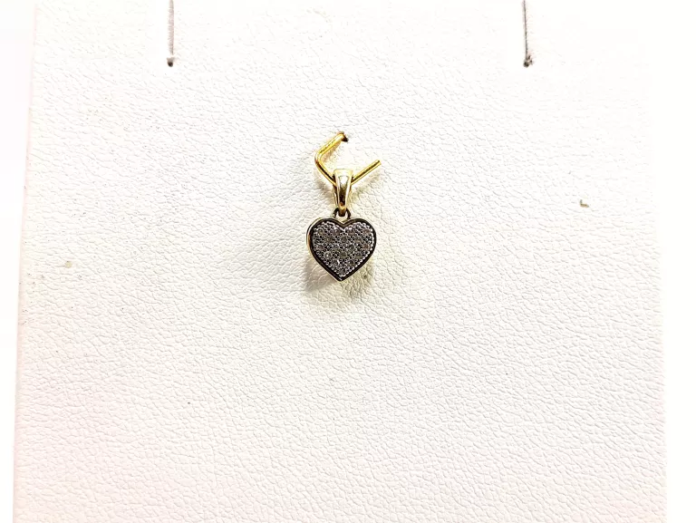 ZŁOTA ZAWIESZKA 585 WYSADZANA DIAMENTAMI 0,05CT SERCE SERDUSZKO CERTYFIKAT