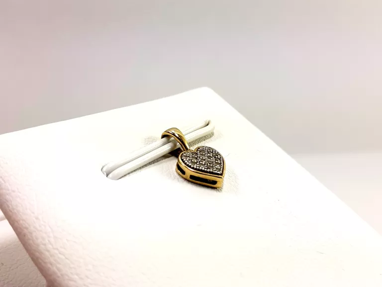ZŁOTA ZAWIESZKA 585 WYSADZANA DIAMENTAMI 0,05CT SERCE SERDUSZKO CERTYFIKAT