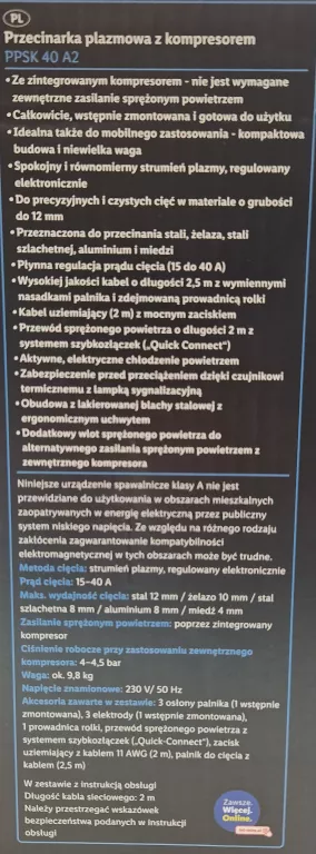 PRZECINARKA PLAZMOWA PARKSIDE PPSK 40 #IGŁA