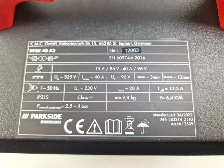 przecinarka-plazmowa-parkside-ppsk-40-igla-kod-producenta-pps-40-b2