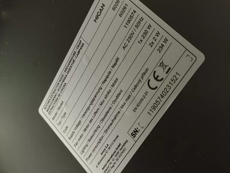 OKAP KUCHENNY AMICA/MICAN 60260 60CM