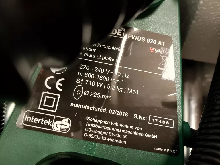 SZLIFIERKA DO GIPSU "ŻYRAFA" PARKSIDE PWDS 920 A1