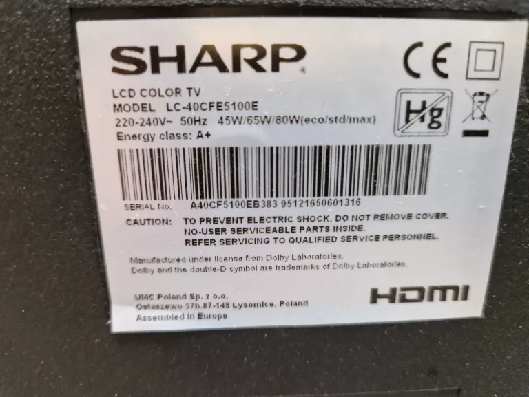 TV SHARP LC-40CFE5100 +PILOT