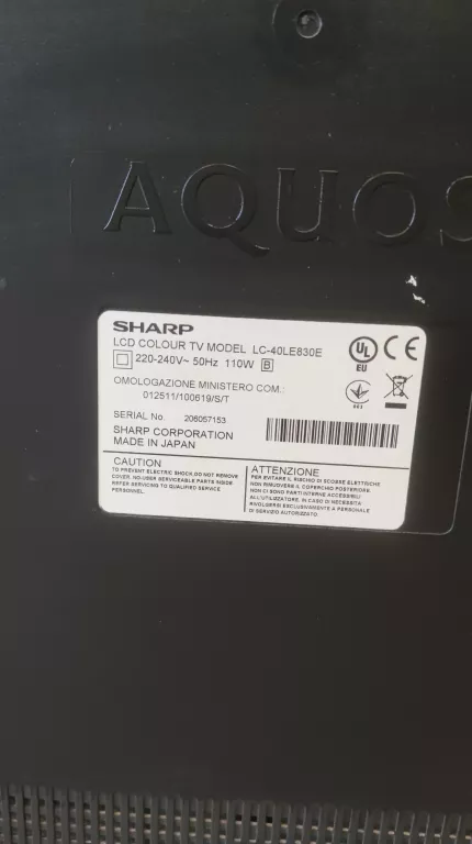 TELEWIZOR SHARP LC40LE830E