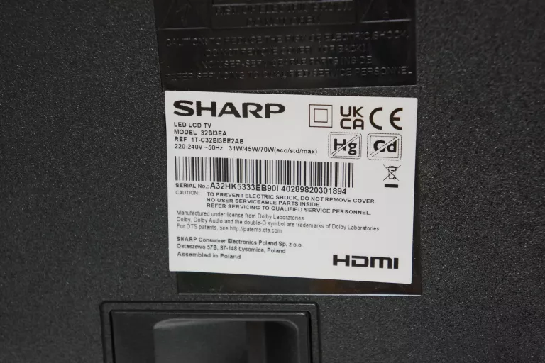 TELEWIZOR 32" SHARP 32BI3EA DVB-T2 HD READY