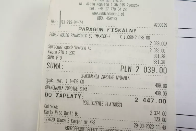GŁOŚNIK KOLUMNA PANASONIC SC-TMAX50E