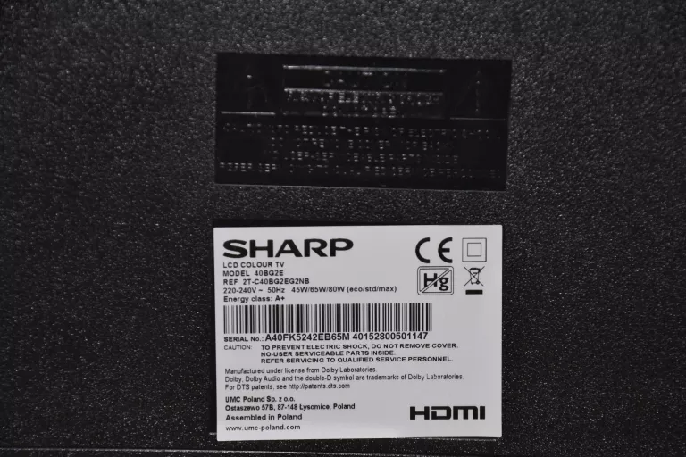 TELEWIZOR SHARP LED 40BG2E FHD SMART