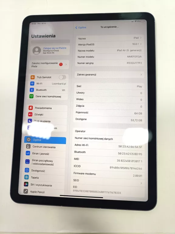 TABLET APPLE IPAD AIR 10.9" 5 GEN. 64 GB KOMPLET