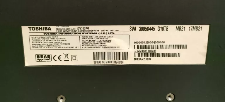 TELEWIZOR LCD TOSHIBA 15V300PG 15 CALI