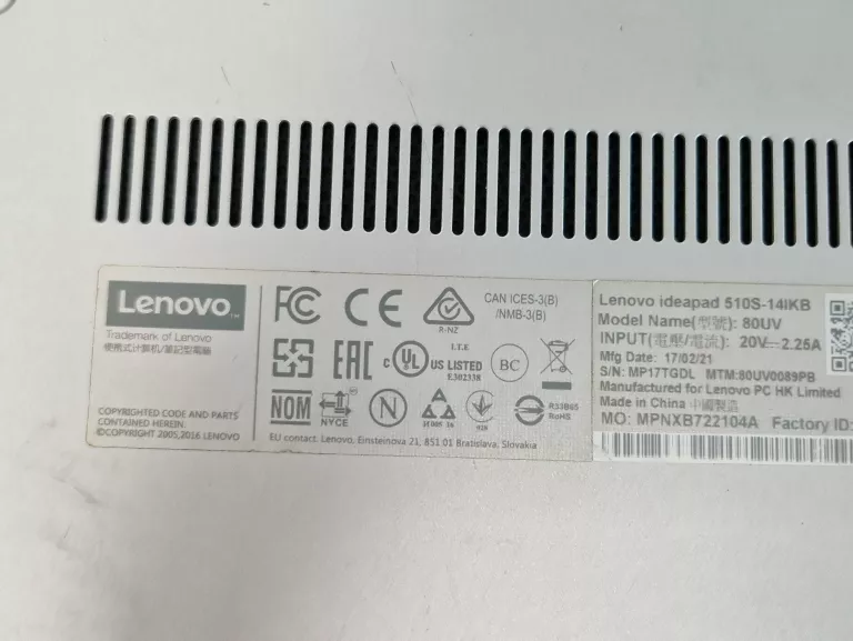 LAPTOP LENOVO 510S-14IKB I5-7200U 8/250GB WIN10
