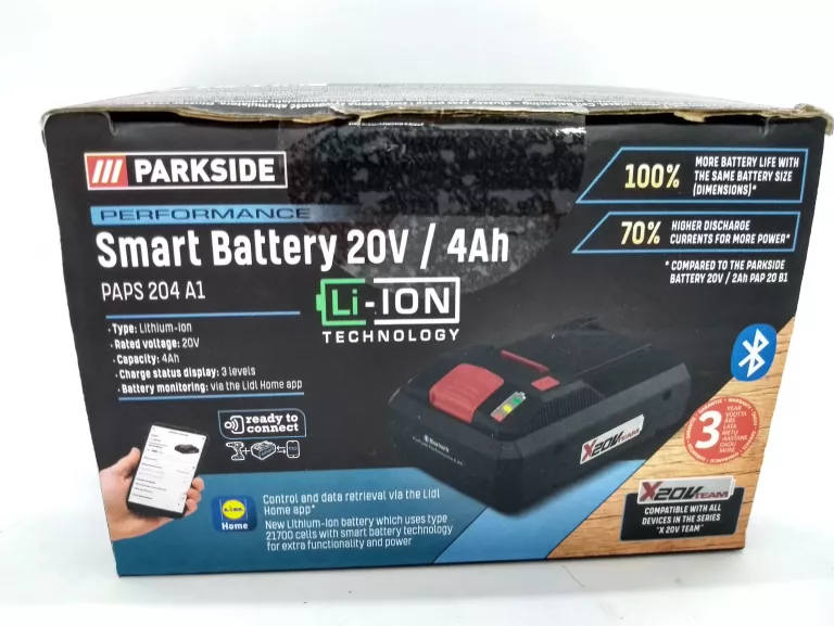 PARKSIDE AKUMULATOR SMART PAPS 204 A1, 20 V, 4 AH, Z BLUETOOTH