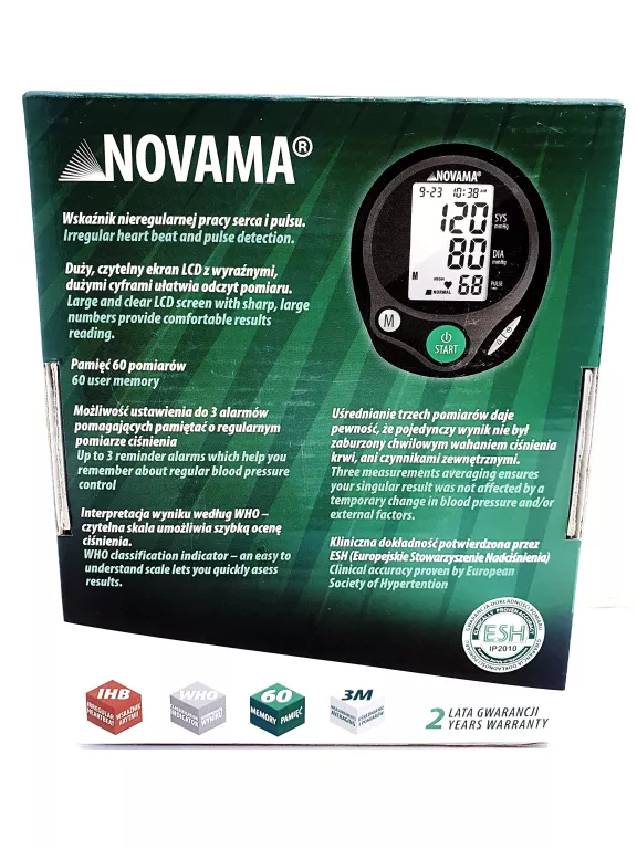 NOVAMA AUTOMATYCZNY CIŚNIENIOMIERZ NARAMIENNY HOME BP 613
