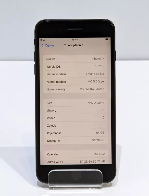 TELEFON IPHONE 8 PLUS 64GB BAT.100% CZARNY
