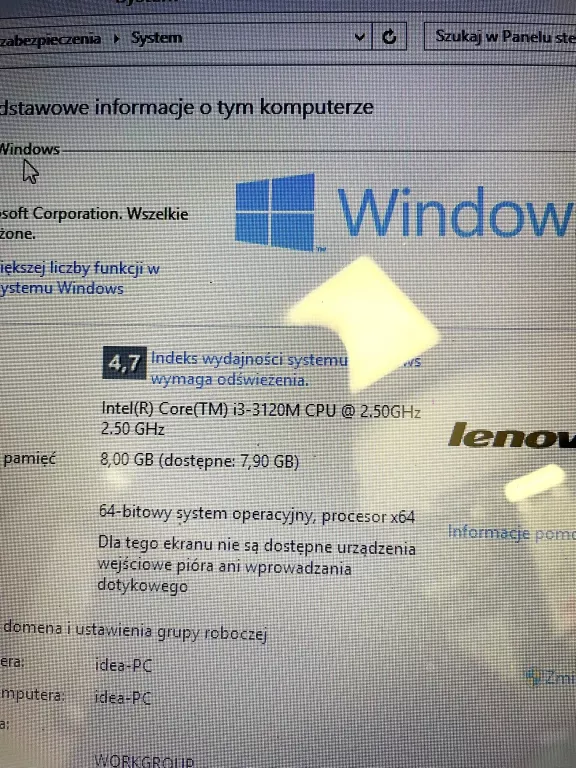 LAPTOP LENOVO I3 3GEN 8GB/512GB ZAŚ