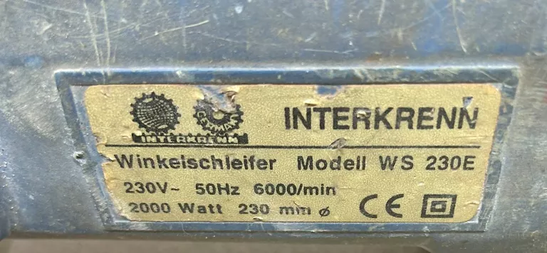 SZLIFIERKA KĄTOWA INTERKRENN MODEL WS230/6 NA CZĘŚCI