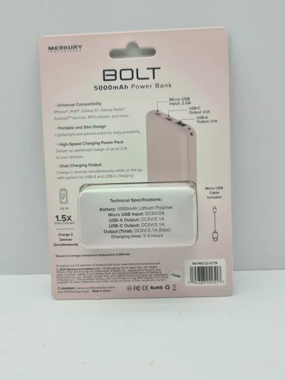 POWERBANK BOLT 500MAH BIAŁY