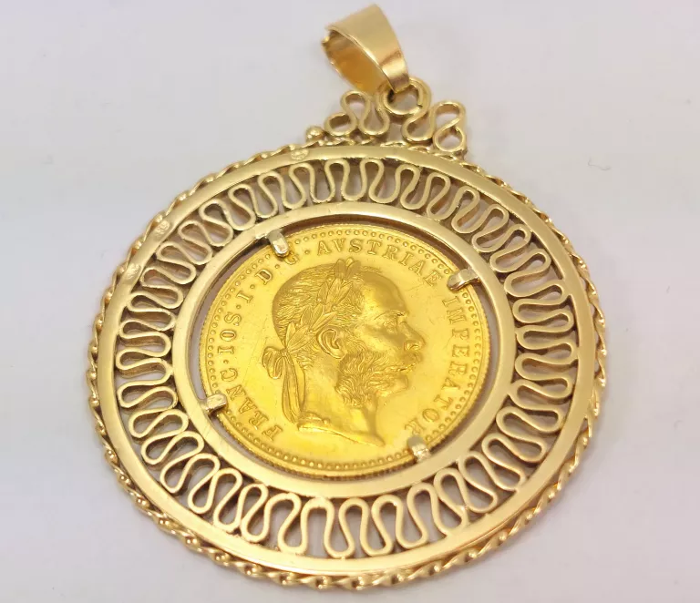 ZŁOTA ZAWIESZKA Z ZŁOTY DUKAT AUSTRIACKI 1915 986/585 9,77G