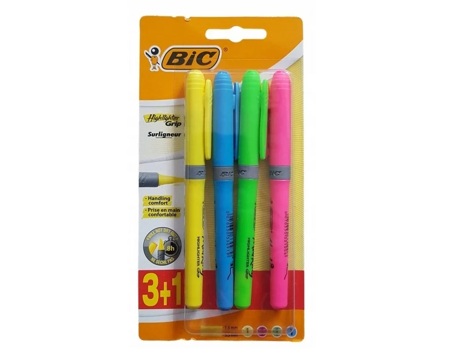 BIC HIGHLIGHTER GRIP ZAKREŚLACZ 4 KOLORY Zakreślacze Loombard.pl