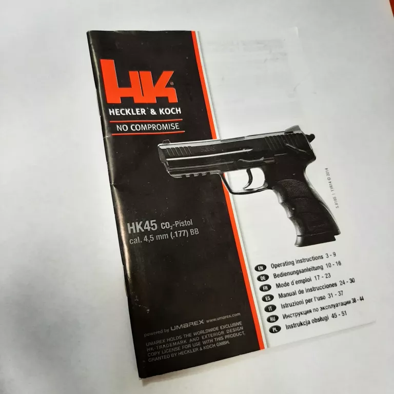 WIATRÓWKA\PISTOLET HECKLER & KOCH HK45 + ART DODATKOWE