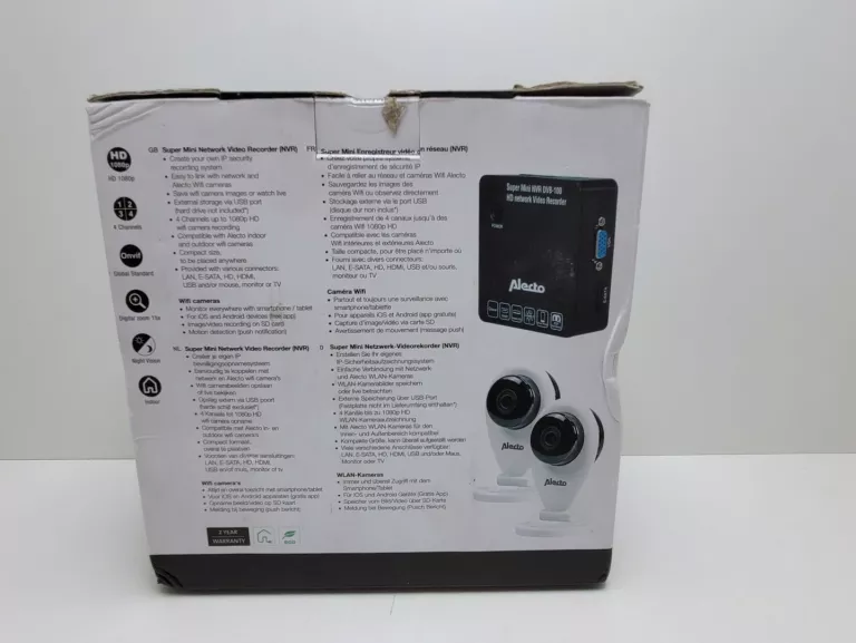 ZESTAW KAMER WIFI ALECTO DVB-100 SUPER MINI NVR KOMPLET