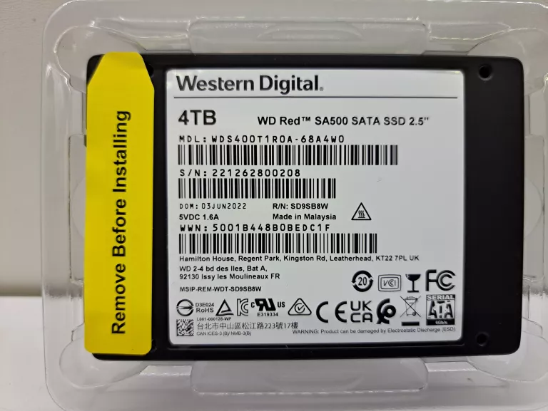 DYSK SSD WD RED SA 500 SATA SSD 4TB2.5 WDS400T1R0A