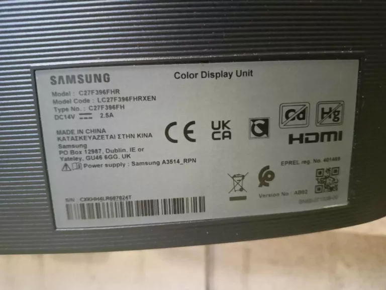 MONITOR SAMSUNG C27F396FHR 27 '