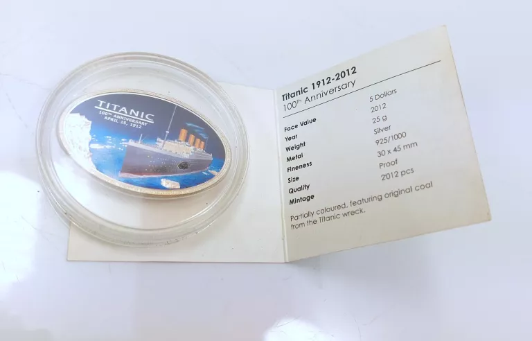 MONETA TITANIC COOK ISLAND 5 DOLARS PUDEŁKO CERTYFIKAT