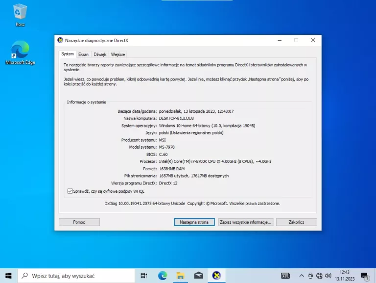 KOMPUTER STACJONARNY INTEL CORE I7 6700 ASUS GTX 970 1TB HDD 8 GB RAM