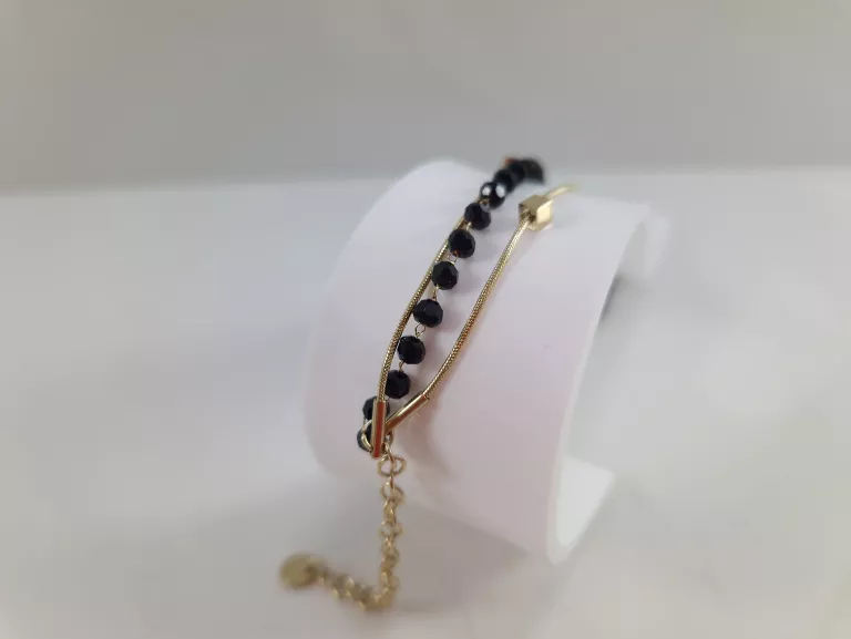 bransoletka-stal-316l-pozlacana-potrojna-koraliki-kostki-stan-nowy